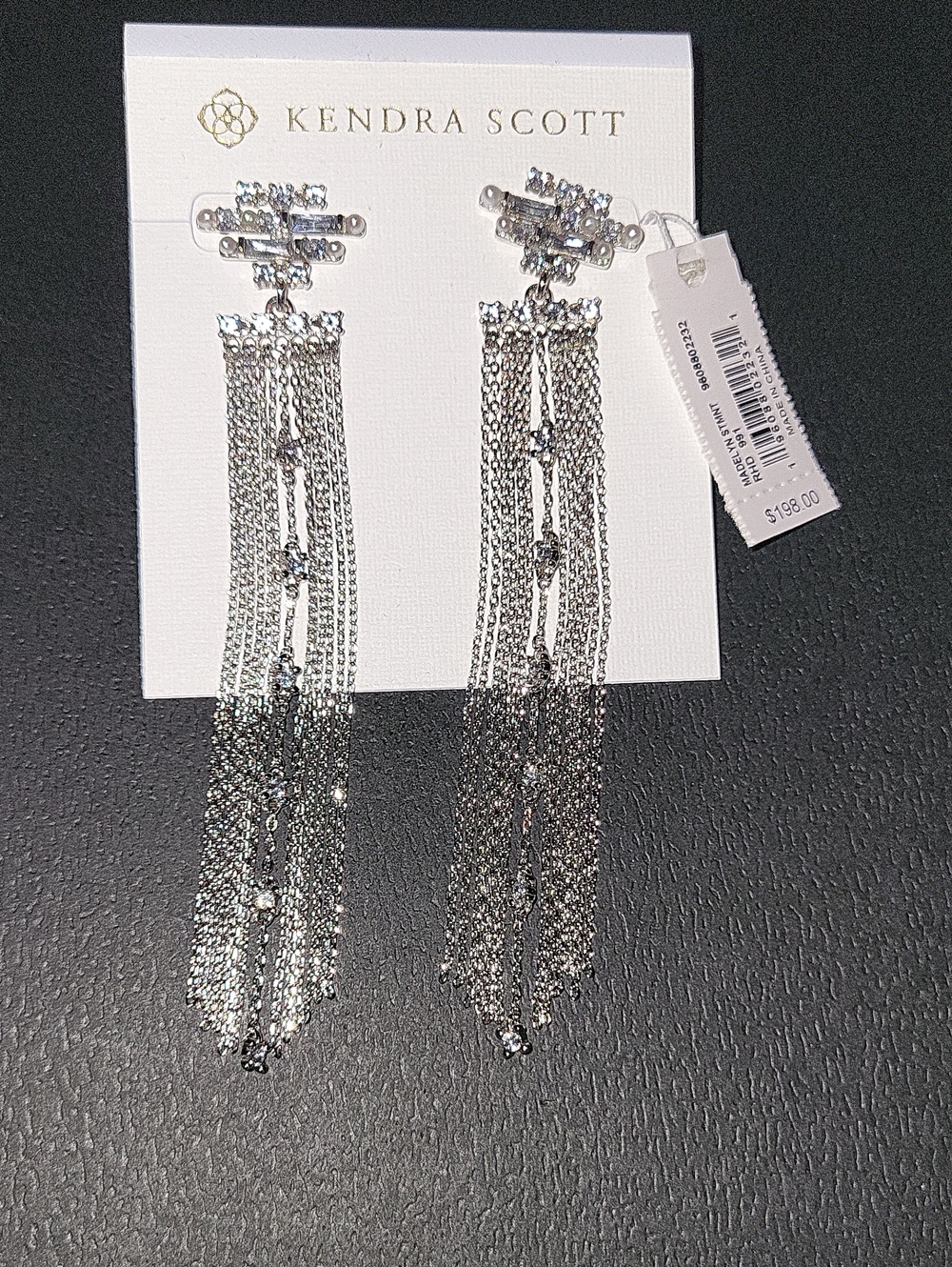 Kendra Scott Madelyn Rhd Crystal Tassel Drop Earrings AL